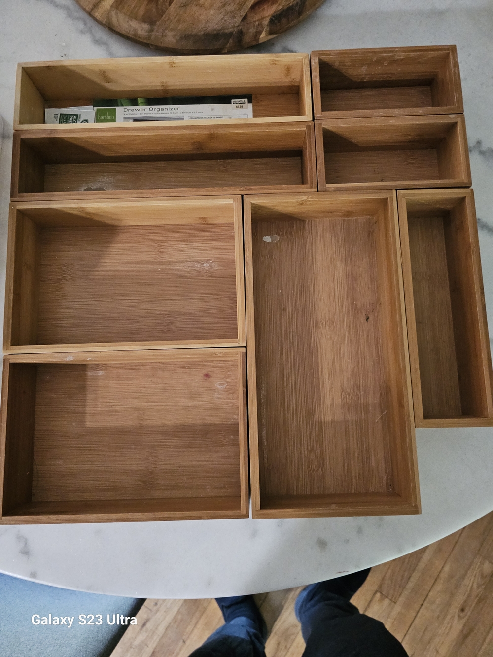 Bamboo Drawer Organizer Set - Natural Wood Storage Trays